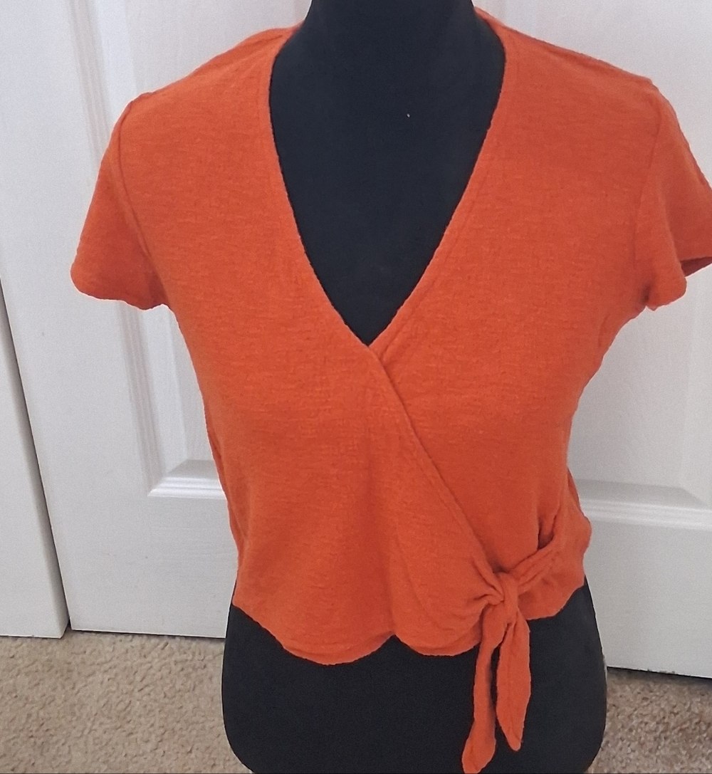 Madewell Texture & Thread Faux Wrap Tie  Top   Size XS - Picture 2 of 8